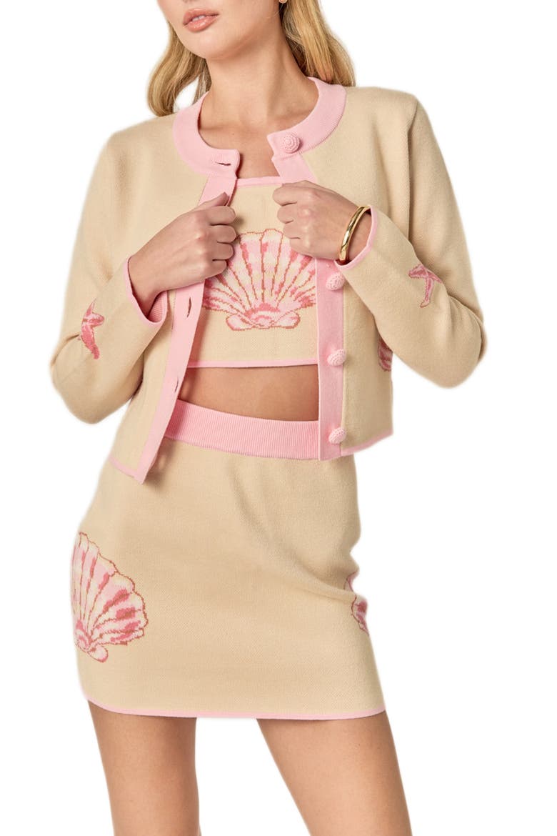 Seashell Cardigan, Alternate, color, LIGHT BEIGE/ PINK
