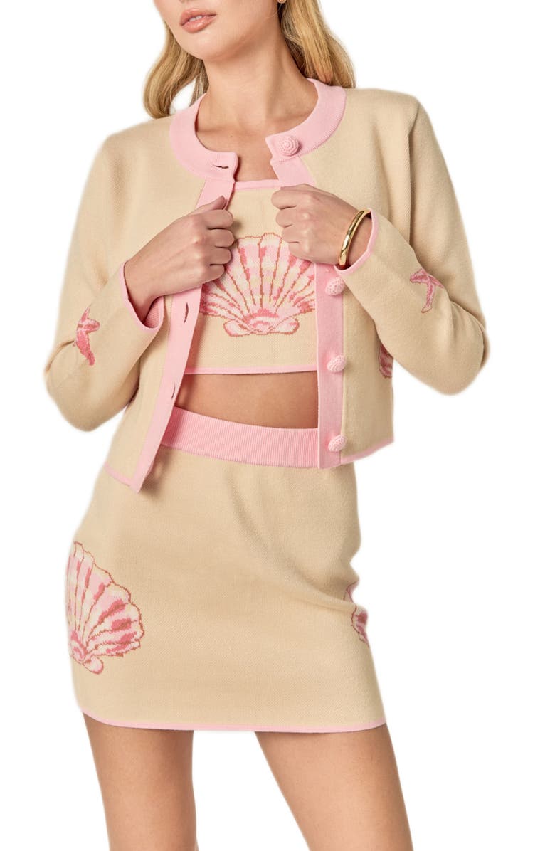 English Factory Seashell Cardigan, Alternate, color, 