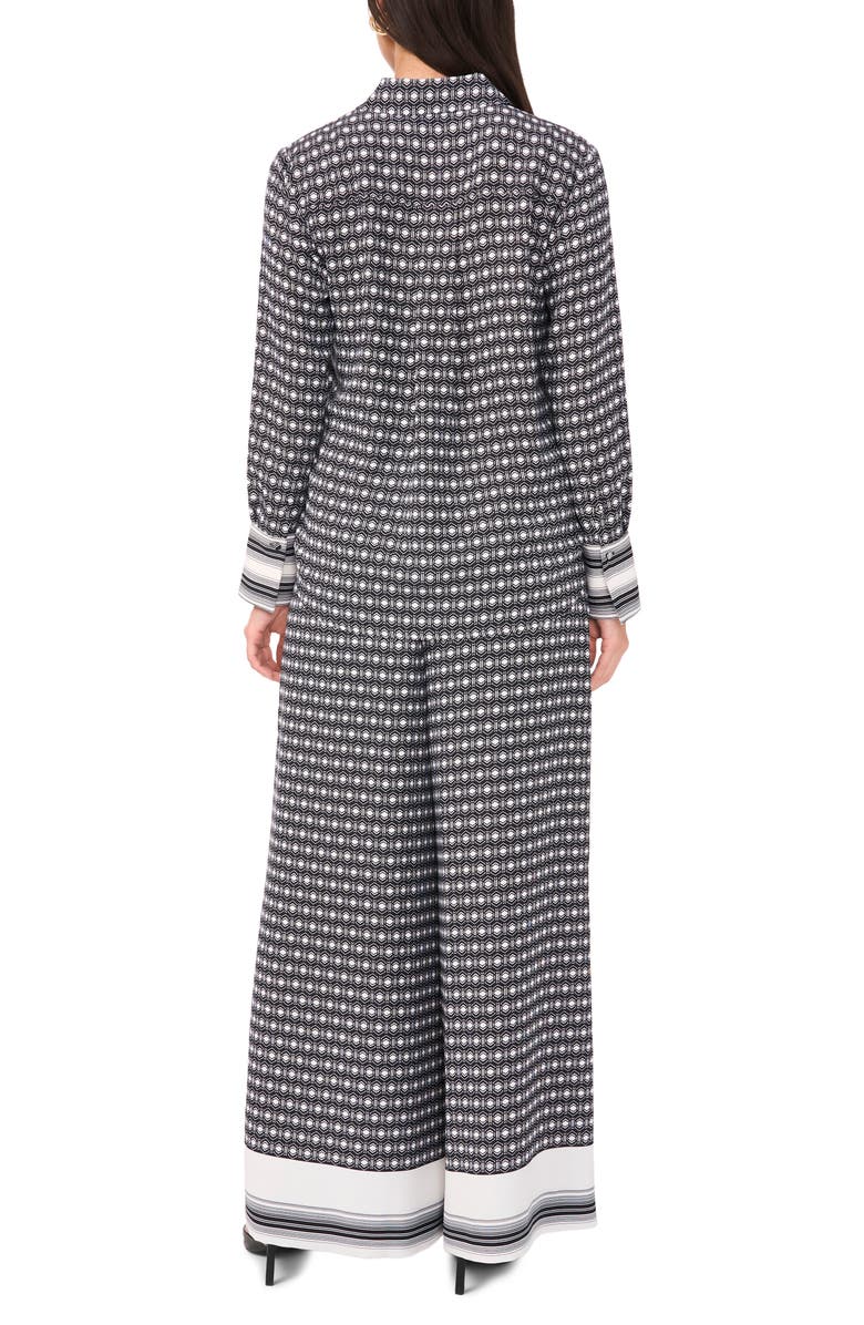 Vince Camuto Geo & Border Print Wide Leg Pants, Alternate, color, Rich Black