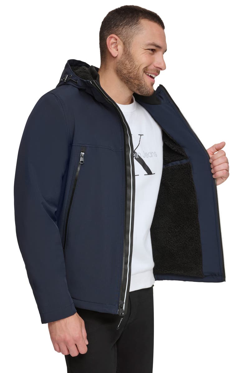 Calvin Klein Faux Shearling Lined Windbreaker Jacket, Alternate, color, True Navy