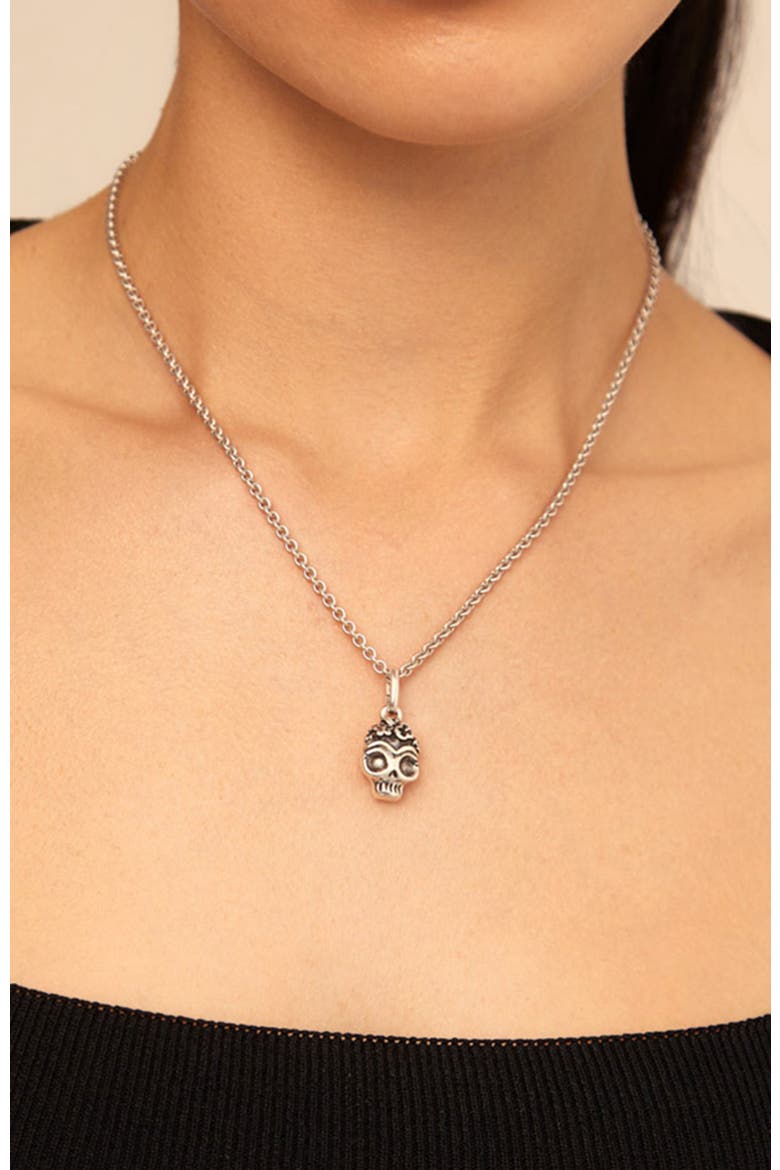 Sterling Silver Plated Skull Charm, Alternate, color, Silver