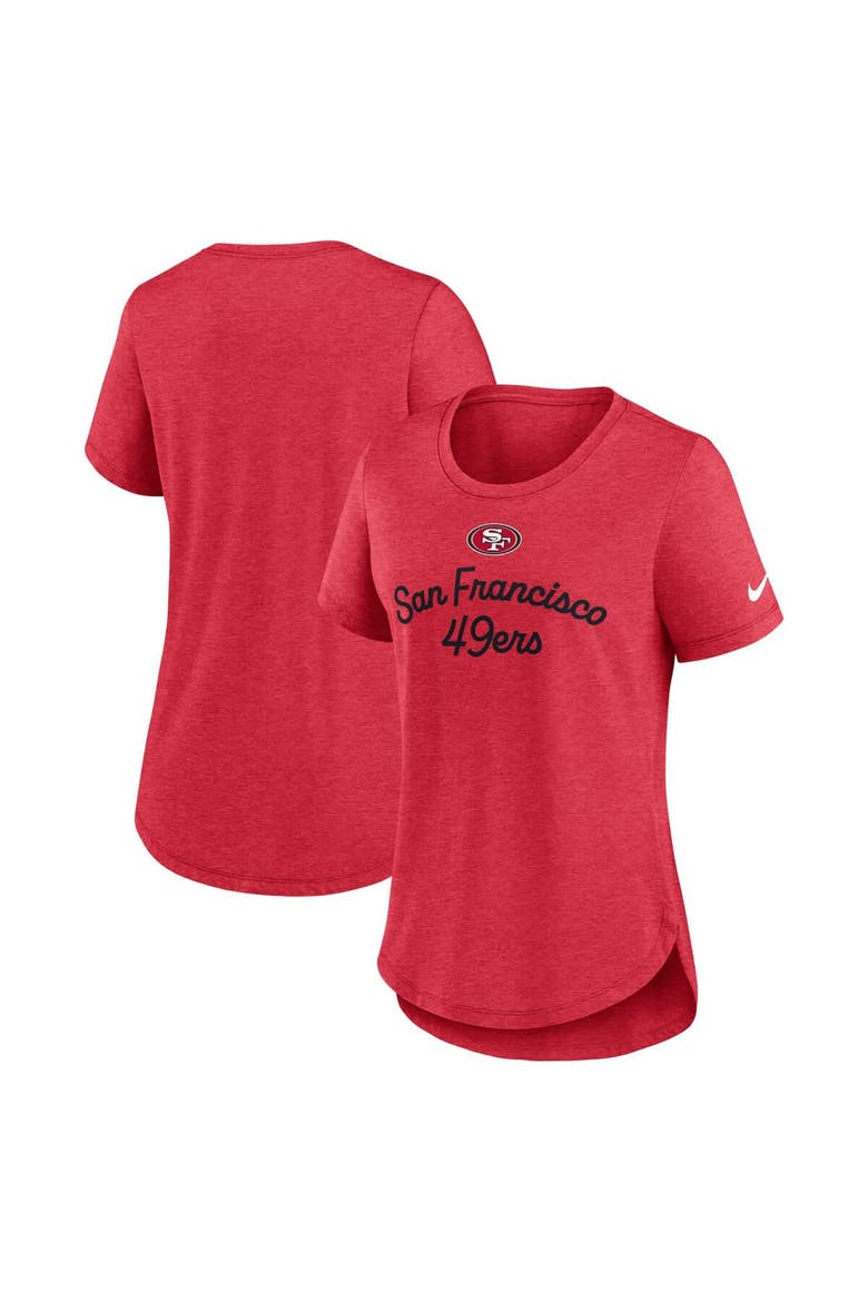 Women's Nike Scarlet San Francisco 49ers Script Tri-Blend T-Shirt, Main, color, Scarlet