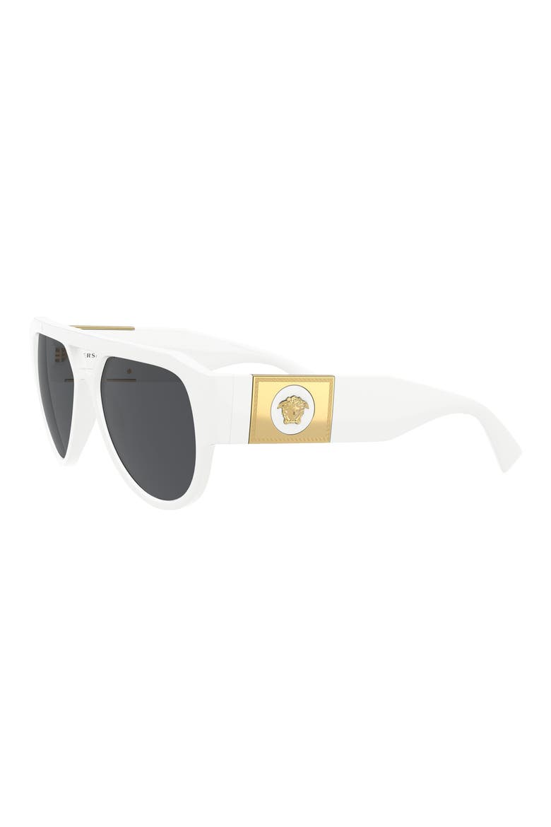 57mm Pilot Sunglasses, Alternate, color, WHITE/ DARK GREY