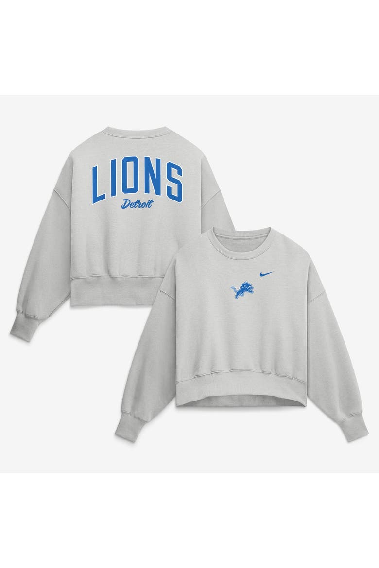 Women's Nike  Gray Detroit Lions Oversized Primetime Phoenix Fleece Sweatshirt, Main, color, Gray
