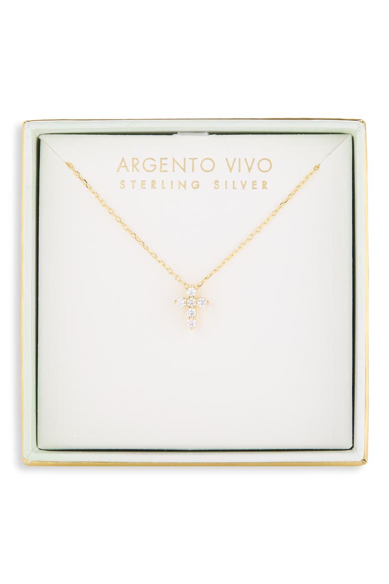Cubic Zirconia Cross Pendant Necklace, Main, color, GOLD