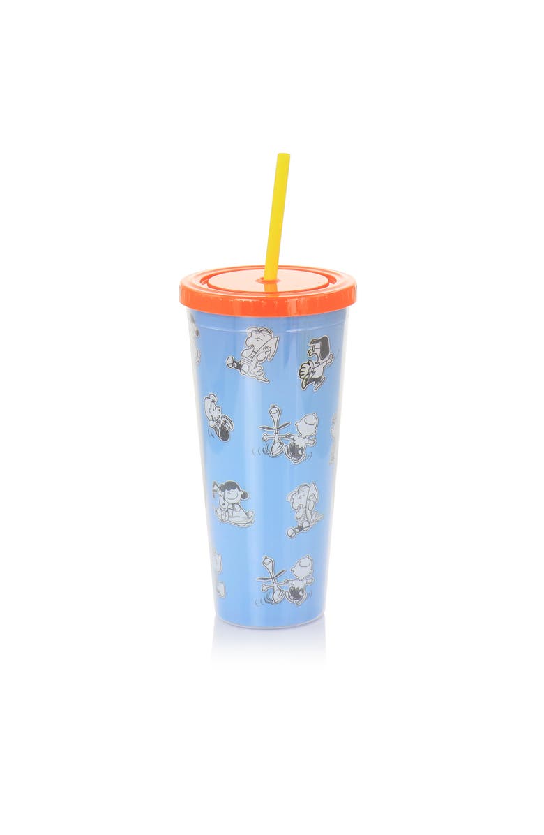 Gibson 70th Anniversary 4 Piece Plastic 23.6oz Tumbler set with Lid and Straw, Alternate, color, Clear