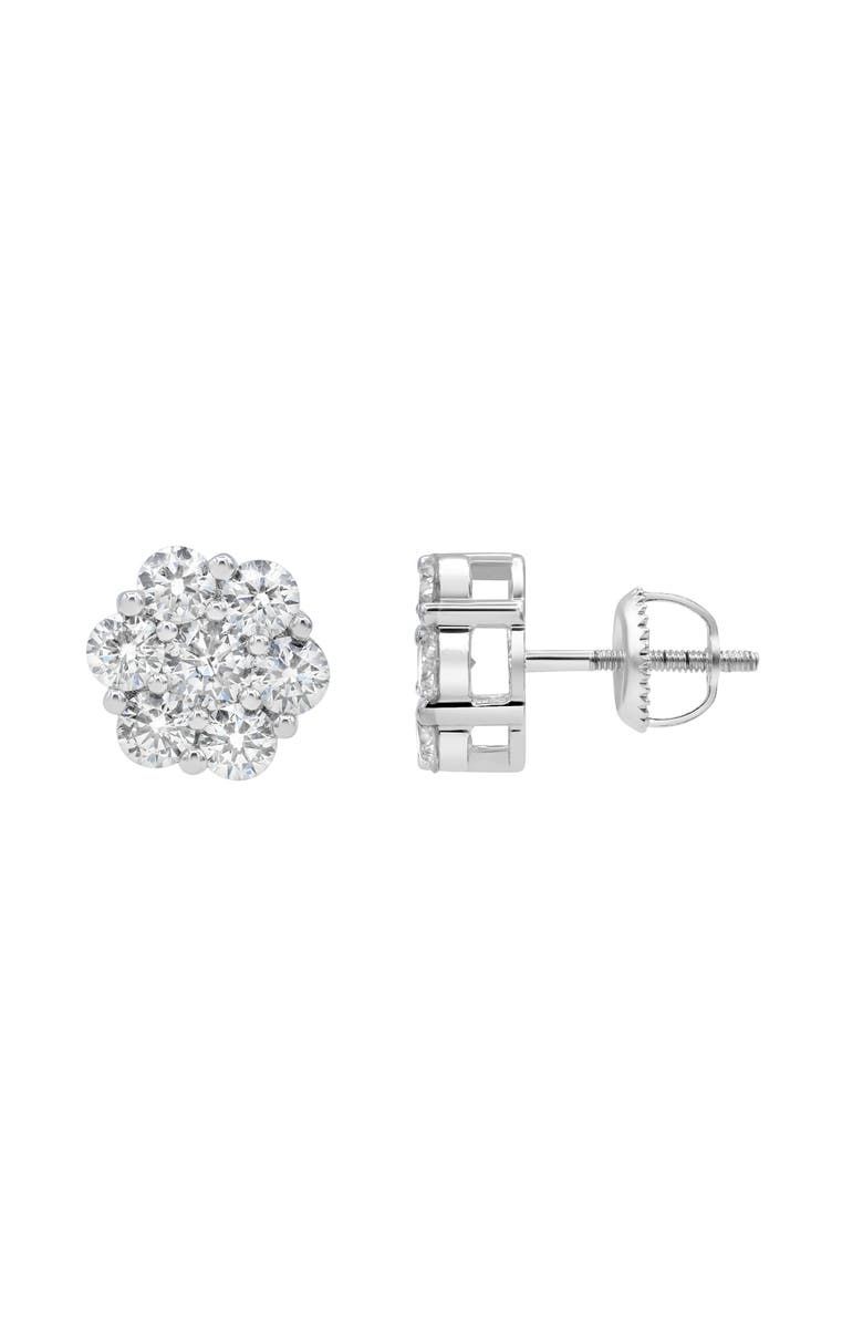 LuvMyJewelry Meadow 2.55 Ct TW Lab Grown Diamond Cluster Studs 14K White Gold Earrings, Alternate, color, 14K White Gold