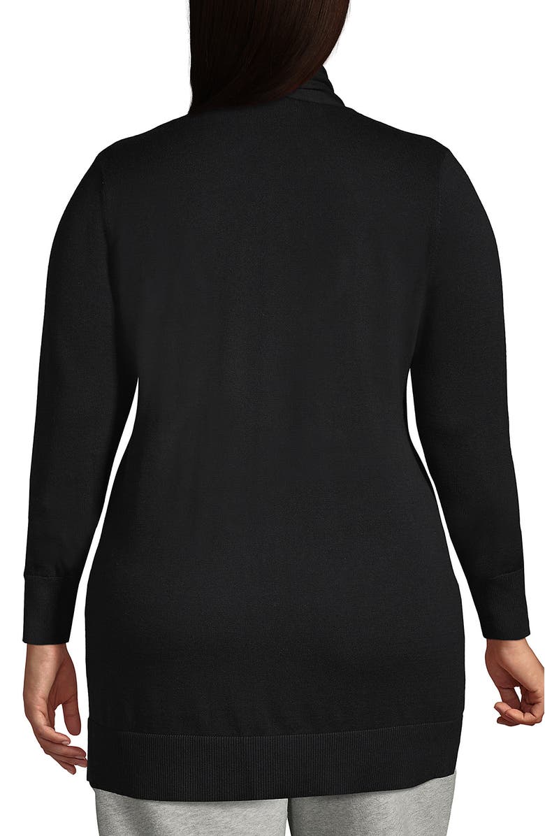 Lands' End Long Sleeve Open Long Cardigan Sweater, Alternate, color, Black