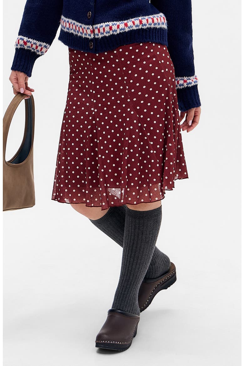 Joni Polka Dot Skirt, Main, color, BURGUNDY SPOT