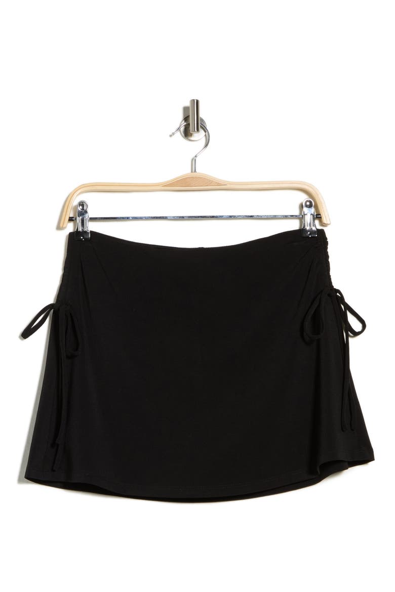 Side Tie Miniskirt, Alternate, color, BLACK
