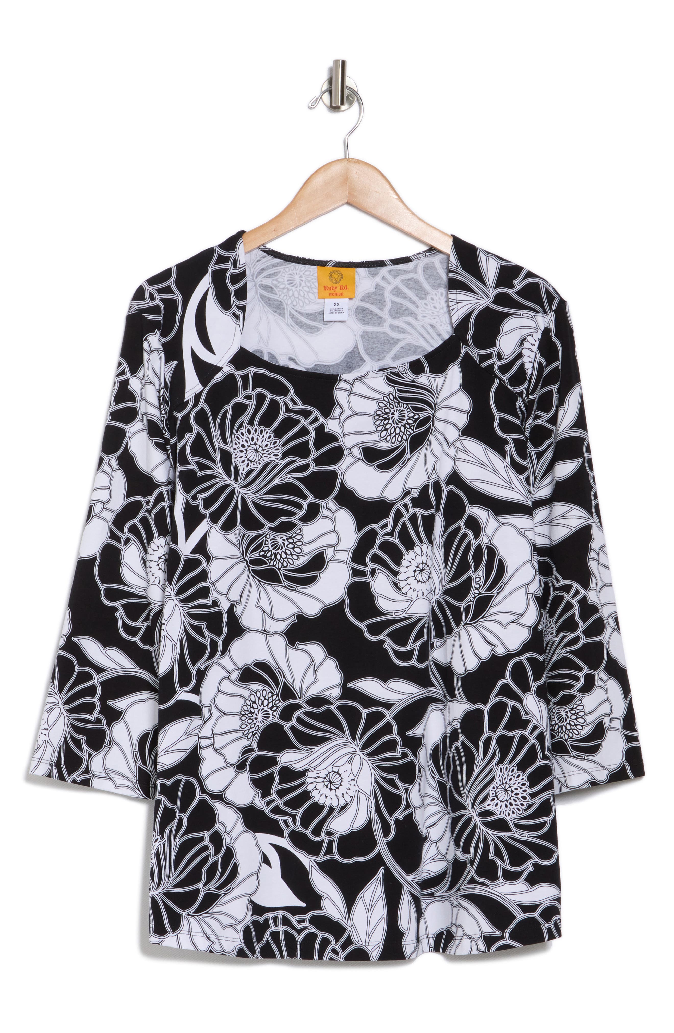 Ruby Rd. Ruby Rd Floral Stretch Cotton T-shirt