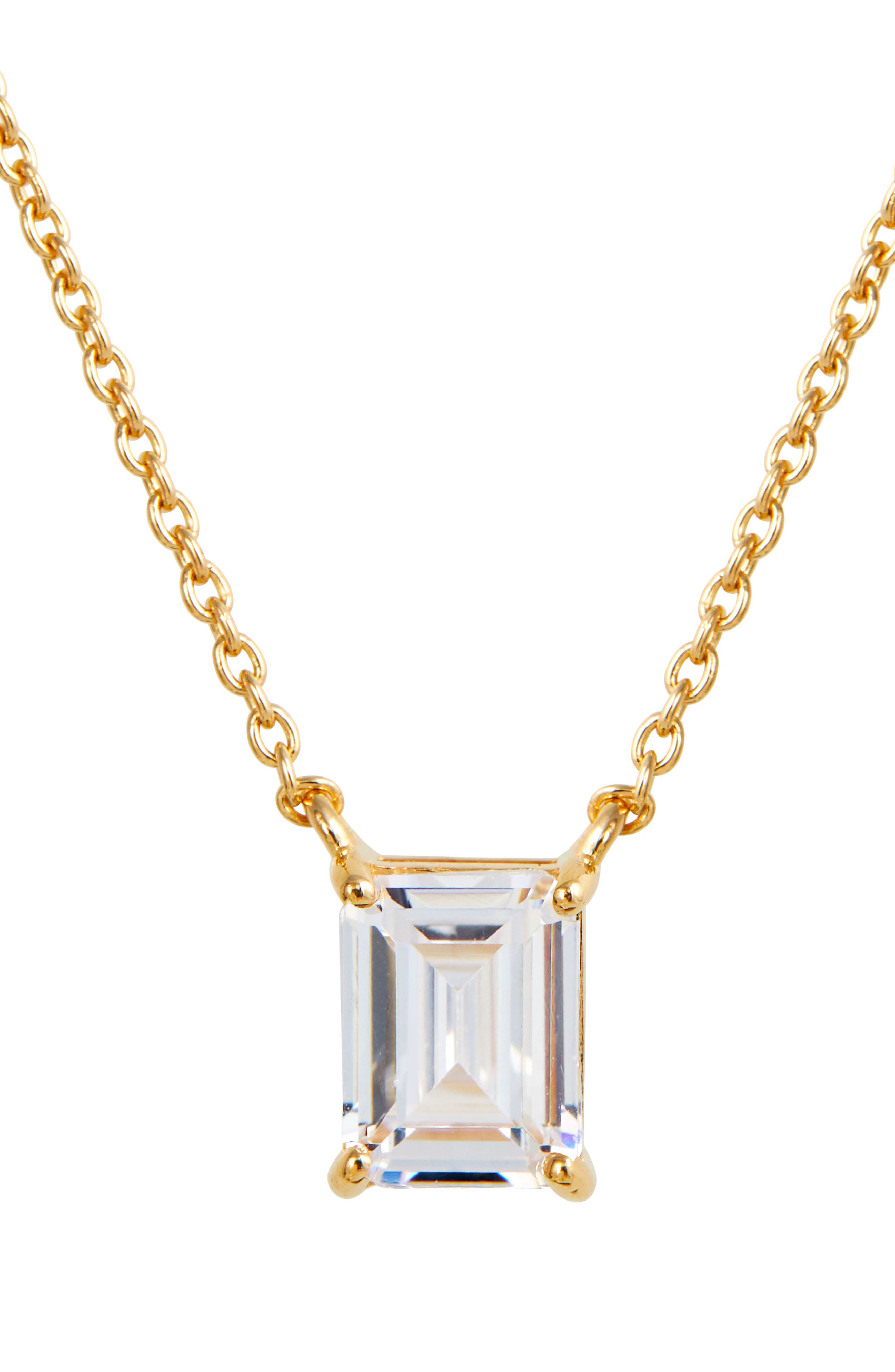 SAVVY CIE JEWELS Vermeil Emerald Cut CZ Birth Stone Box Cut Necklace