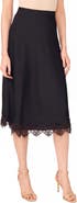 CeCe Lace Trim Satin Skirt