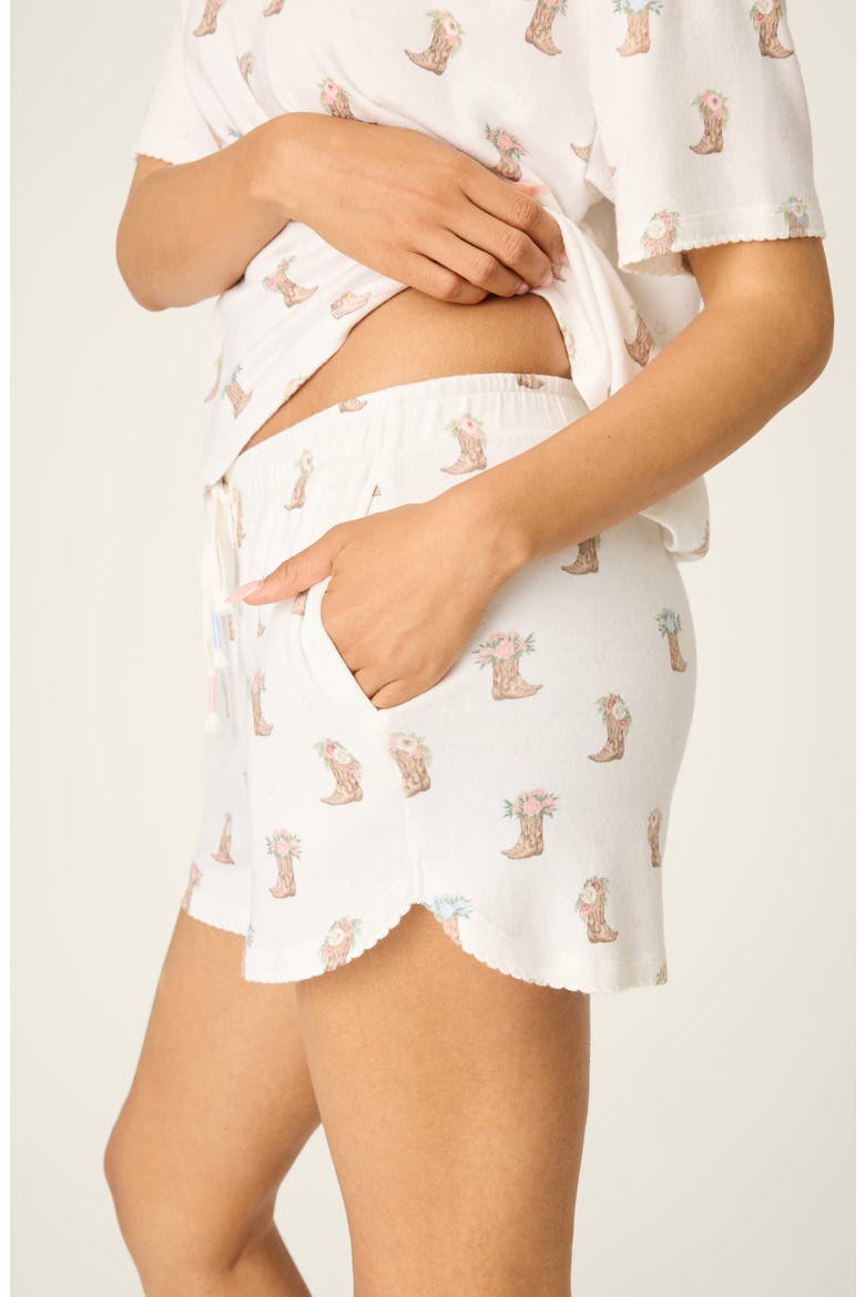 Western Blooms Peachy Jersey Pajama Shorts, Alternate, color, IVORY