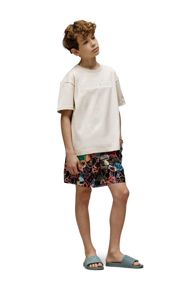 Psycho Bunny Kids' Marco Swim Trunks, Alternate, color, Black