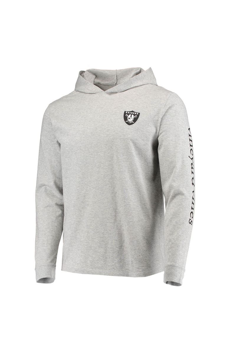 vineyard vines Men's Vineyard Vines Heathered Gray Las Vegas Raiders Hoodie Long Sleeve T-Shirt, Alternate, color,