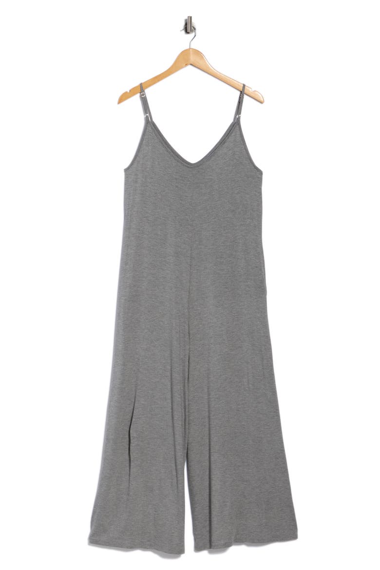 V-Neck Strappy Jumpsuit, Alternate, color, DARK HEATHER GREY