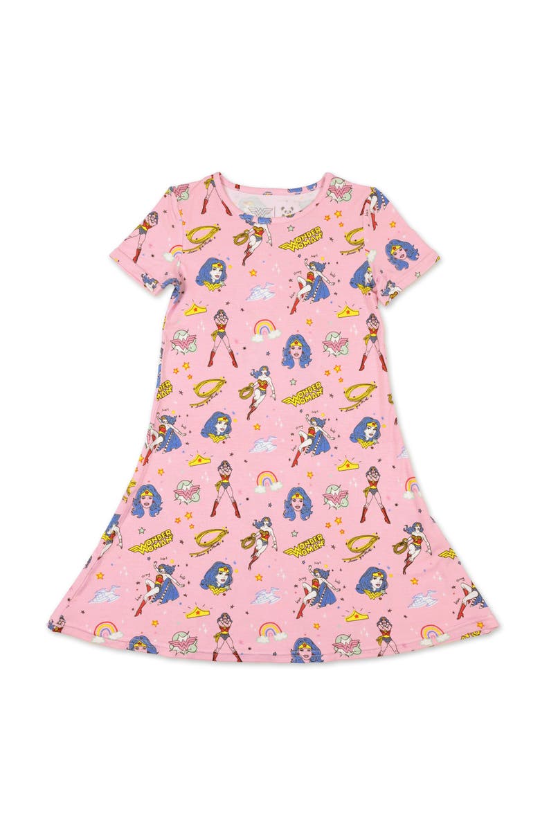 Bellabu Bear Kids' Wonder Woman Short Sleeve Dress, Main, color, Wonder Woman