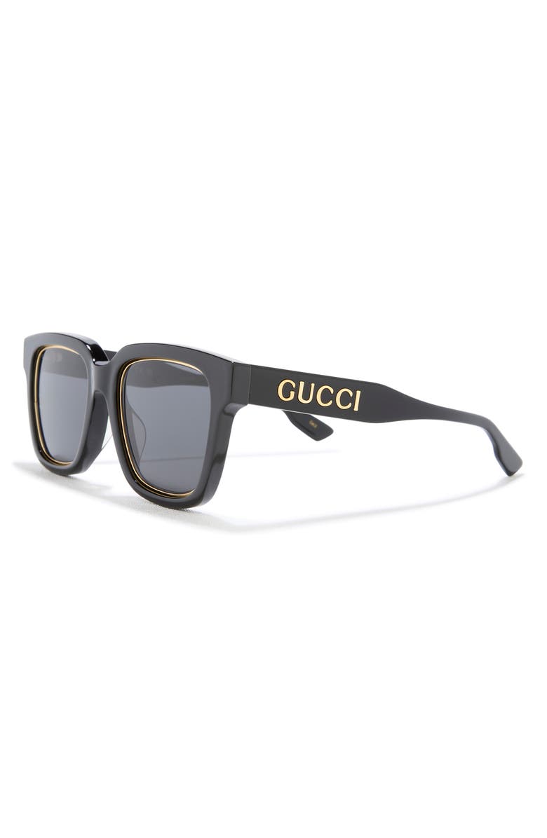 Gucci 52mm Square Sunglasses, Alternate, color, Black Black Grey
