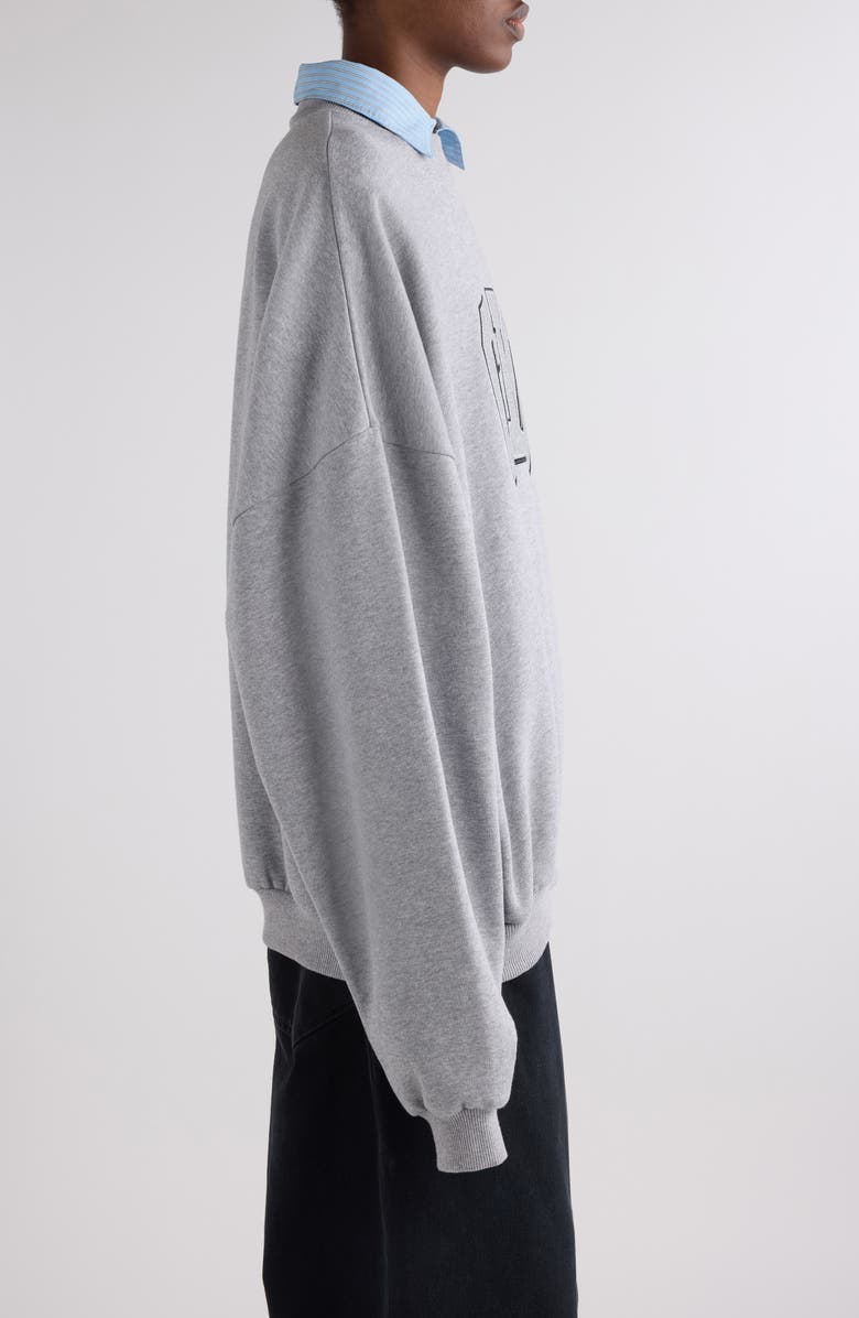 Balenciaga Shirt Collar Graphic Sweatshirt, Alternate, color, 1300 Heather Grey