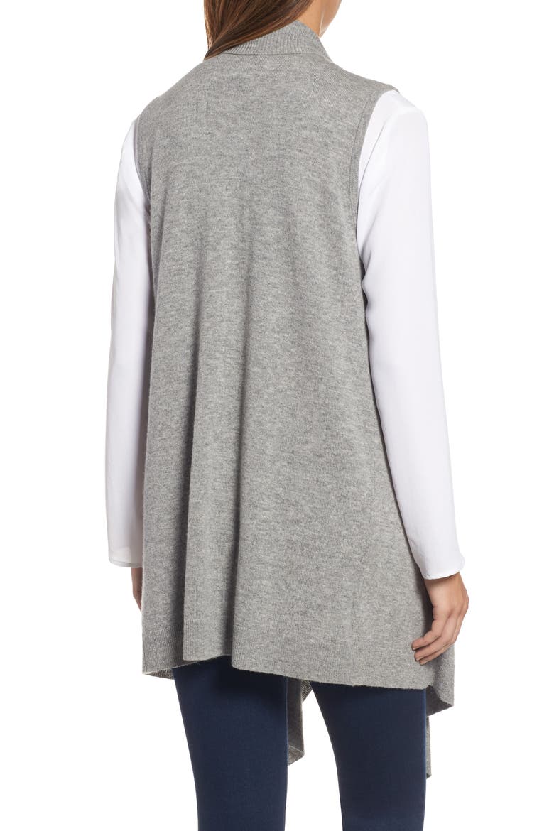 Wool & Cashmere Drape Front Sweater Vest, Alternate, color, HEATHER GREY