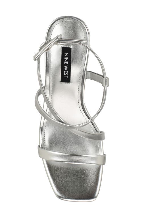 Nine West Women's Hanni Strappy Square Toe Kitten Heel Sandals In Silver