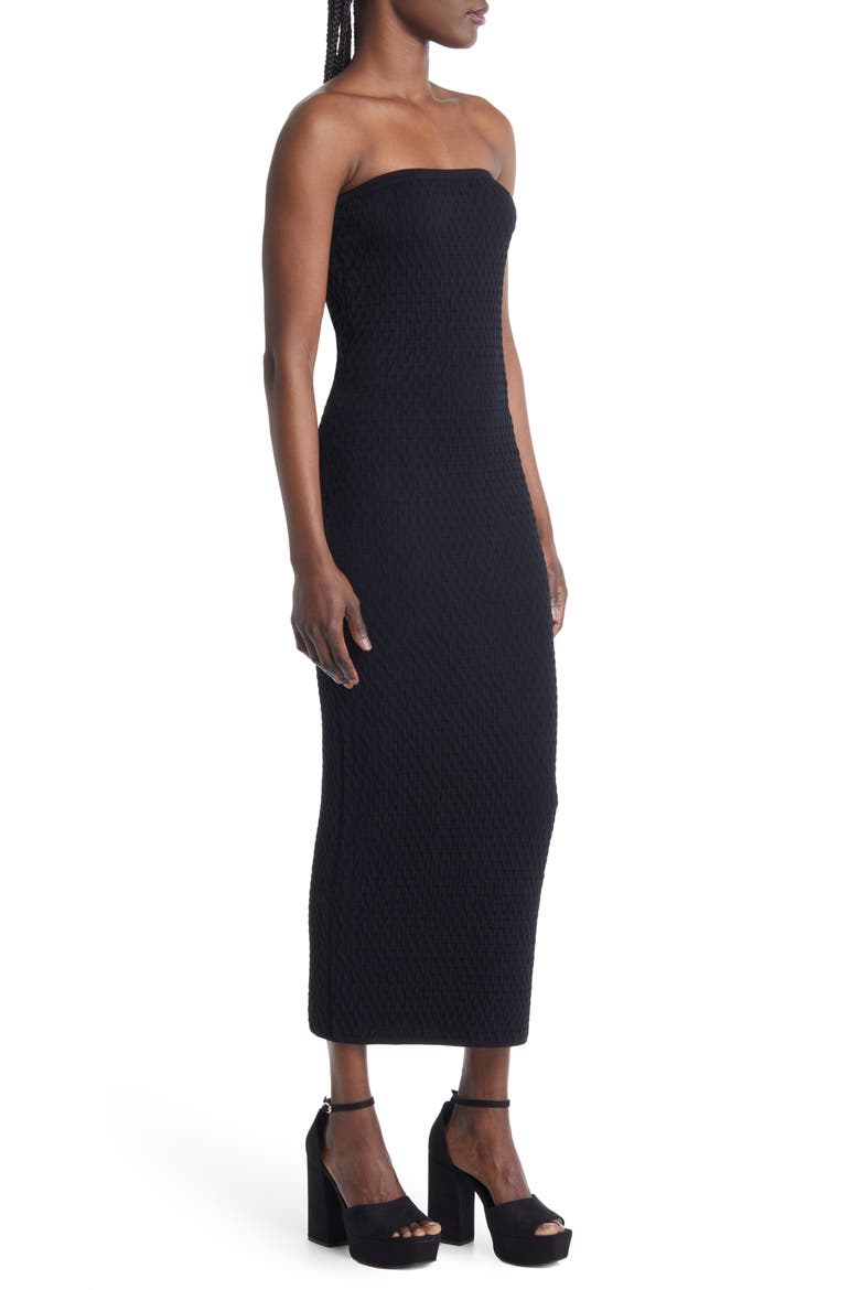 Strapless Maxi Sweater Dress, Alternate, color, BLACK