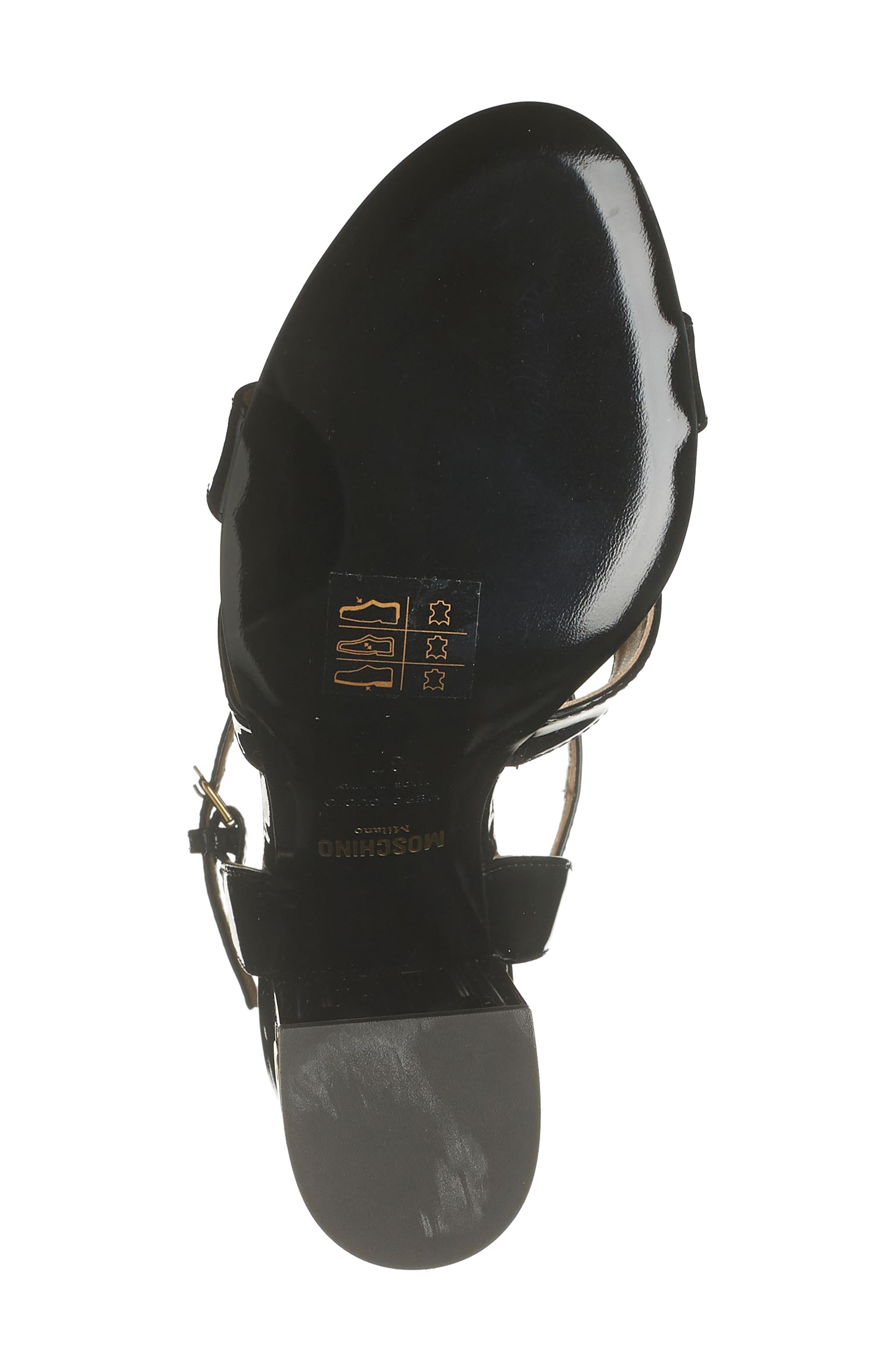 Moschino Patent Leather Block Heel Sandal, Alternate, color, 