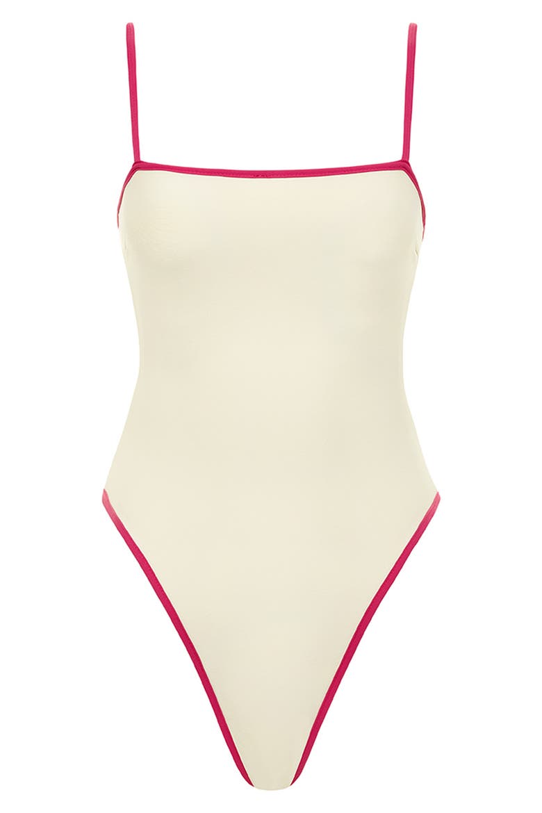 Jacelyn One-Piece Swimsuit, Alternate, color, CREAM RASPBERRY BINDED