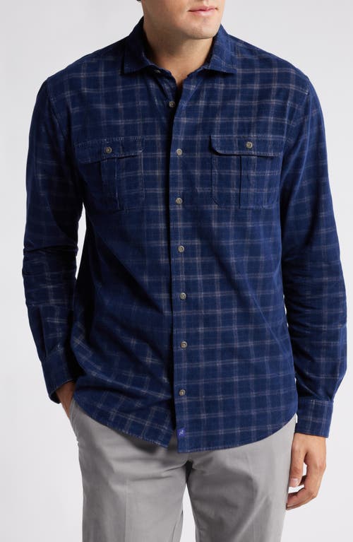 johnnie-O Shearer Plaid Cotton Corduroy Button-Up Shirt in Navy 