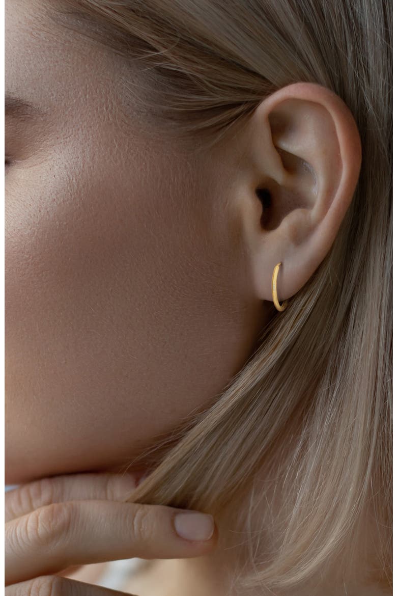 14K Gold 13mm Hoop Earrings, Alternate, color, GOLD
