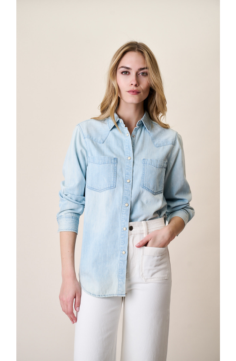 Marea Denim Western Shirt, Main, color, Pale Wash