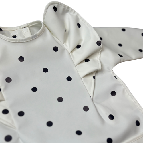 Neferland Classic Low-pocket Ruffle Long Sleeve Bib Smock In Polka Dot (6m-24m)