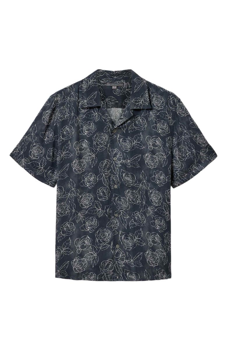 John Varvatos Dan Print Modal Camp Shirt, Alternate, color, Black