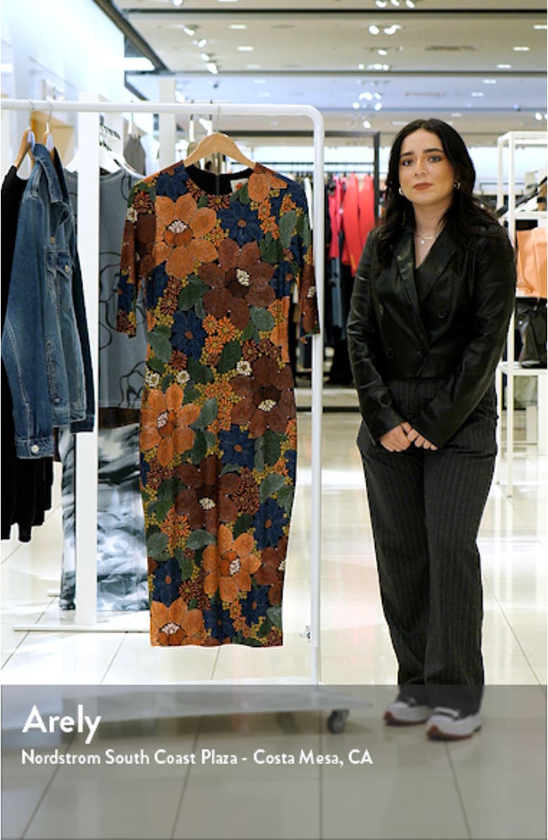 Stitched Flowers Print Midi Dress, sales video thumbnail