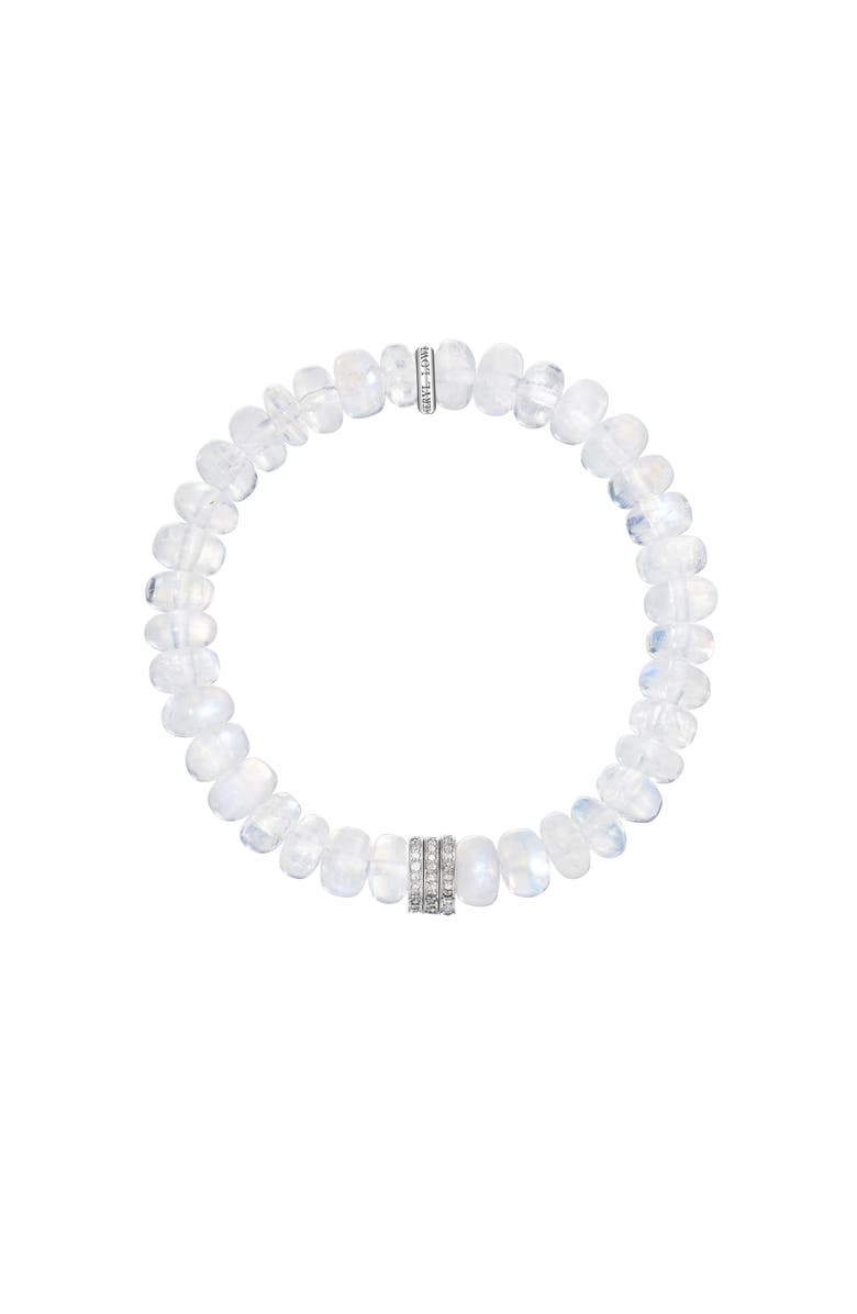 Sheryl Lowe Rainbow Moonstone 8mm Bead Bracelet with 3 Clustered Diamond Rondelles, Alternate, color,