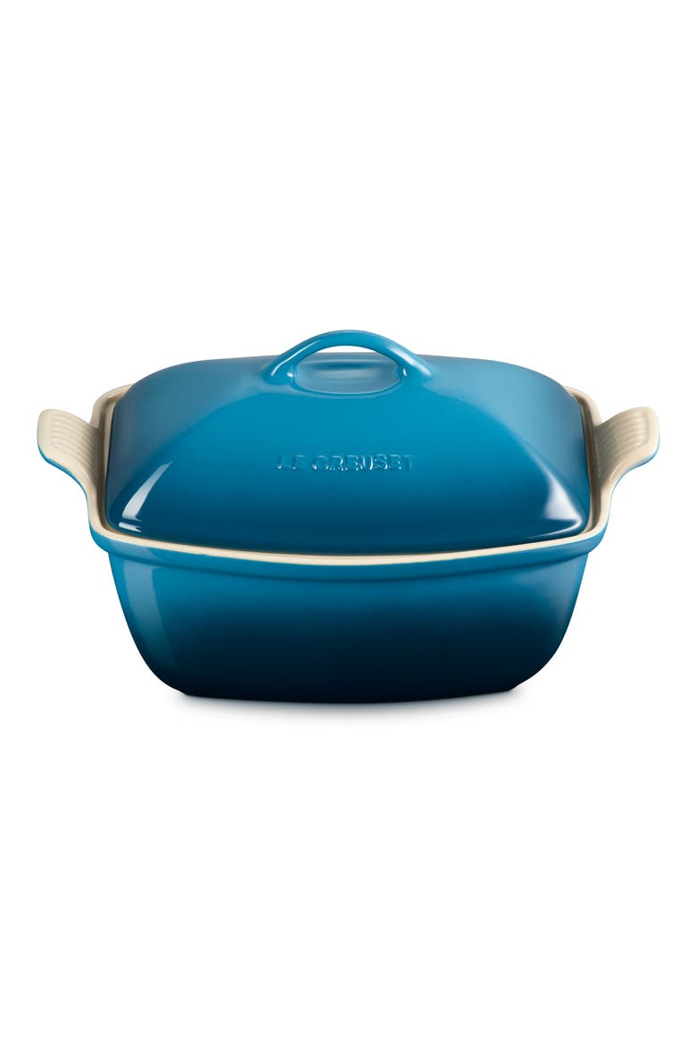 Heritage 4.5-Quart Covered Rectangular Stoneware Casserole, Alternate, color, DEEP TEAL