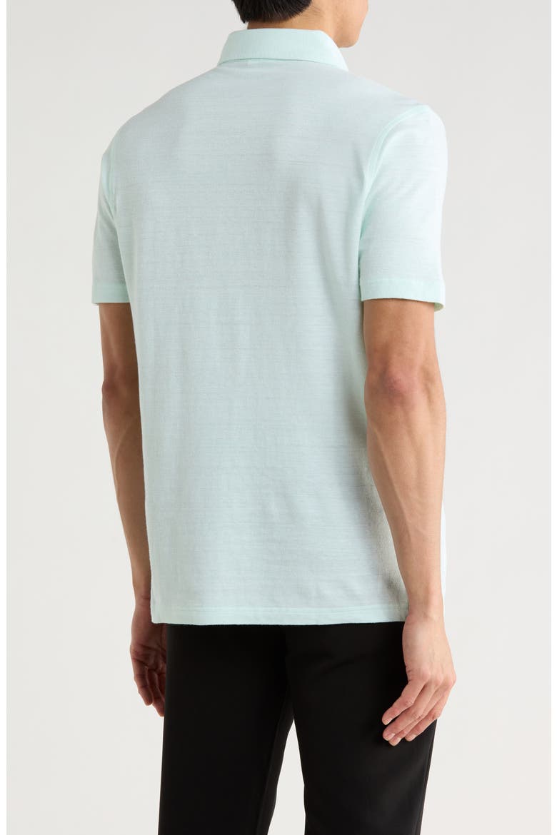 Cotton & Linen Blend Oxford Piqué Knit Polo, Alternate, color, GREEN