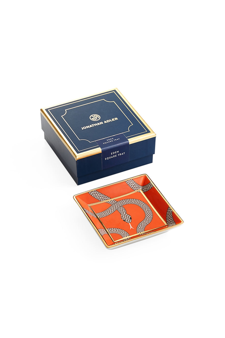 Eden Square Decorative Tray, Alternate, color, Poppy Orange / Gold