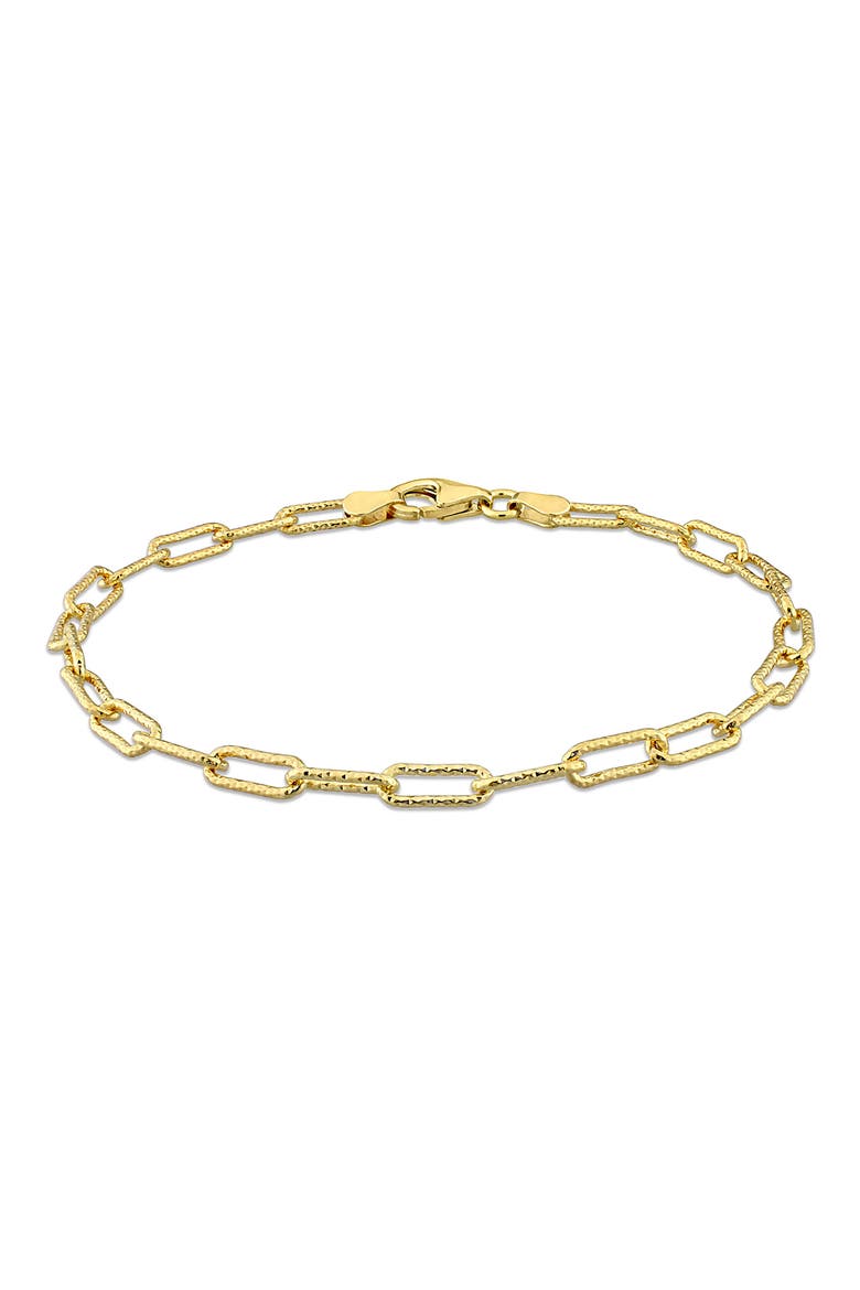 18k Yellow Gold Plated Sterling Silver 3.5mm Fancy Paperclip Chain Bracelet, Main, color, GOLD