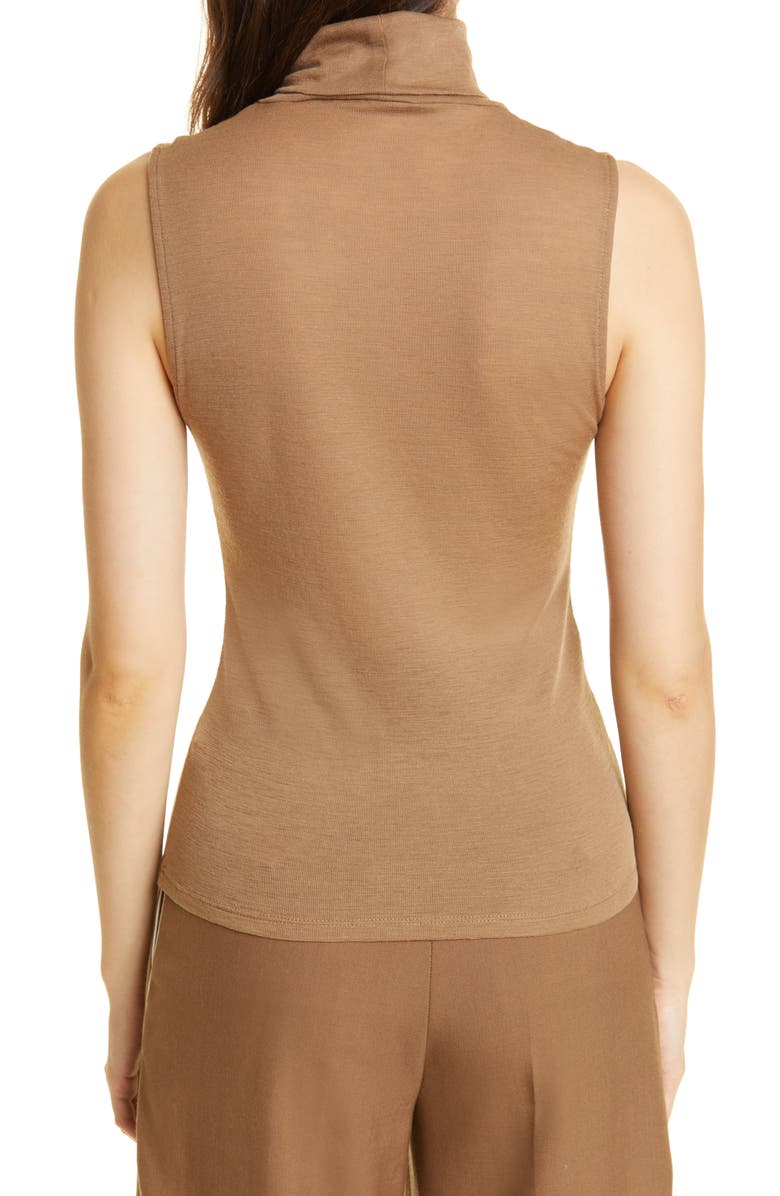 Vince Sleeveless Turtleneck Wool Top, Alternate, color, Dark Taupe