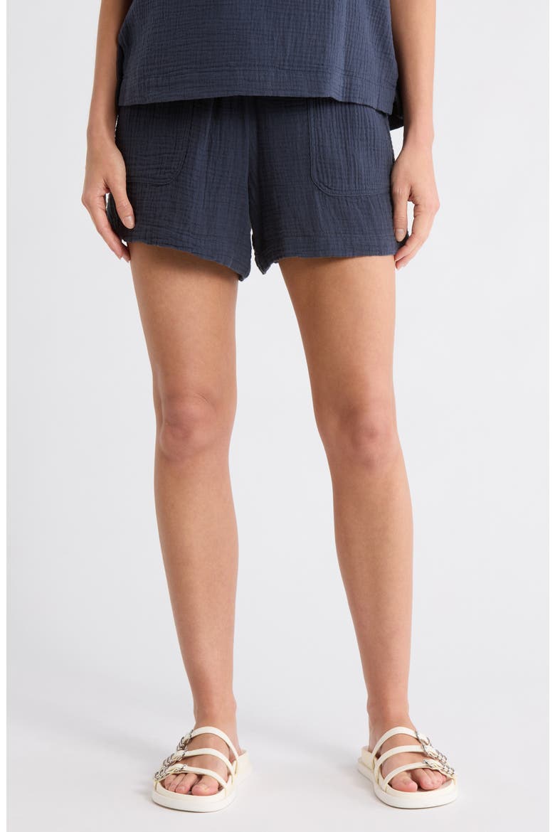 Cotton Gauze Shorts, Main, color, NAVY BLUE