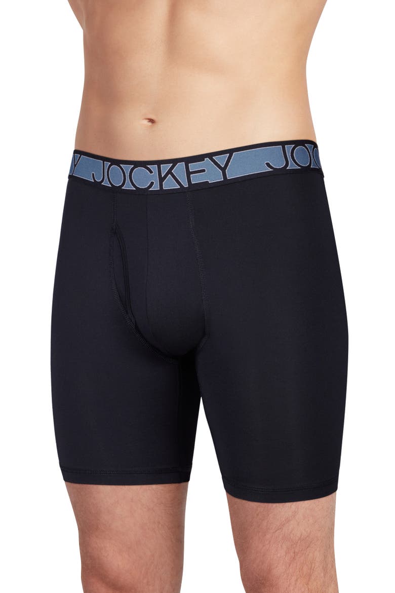 Mens Active Microfiber 9" Long Leg Boxer Brief - 3 Pack, Alternate, color, Black