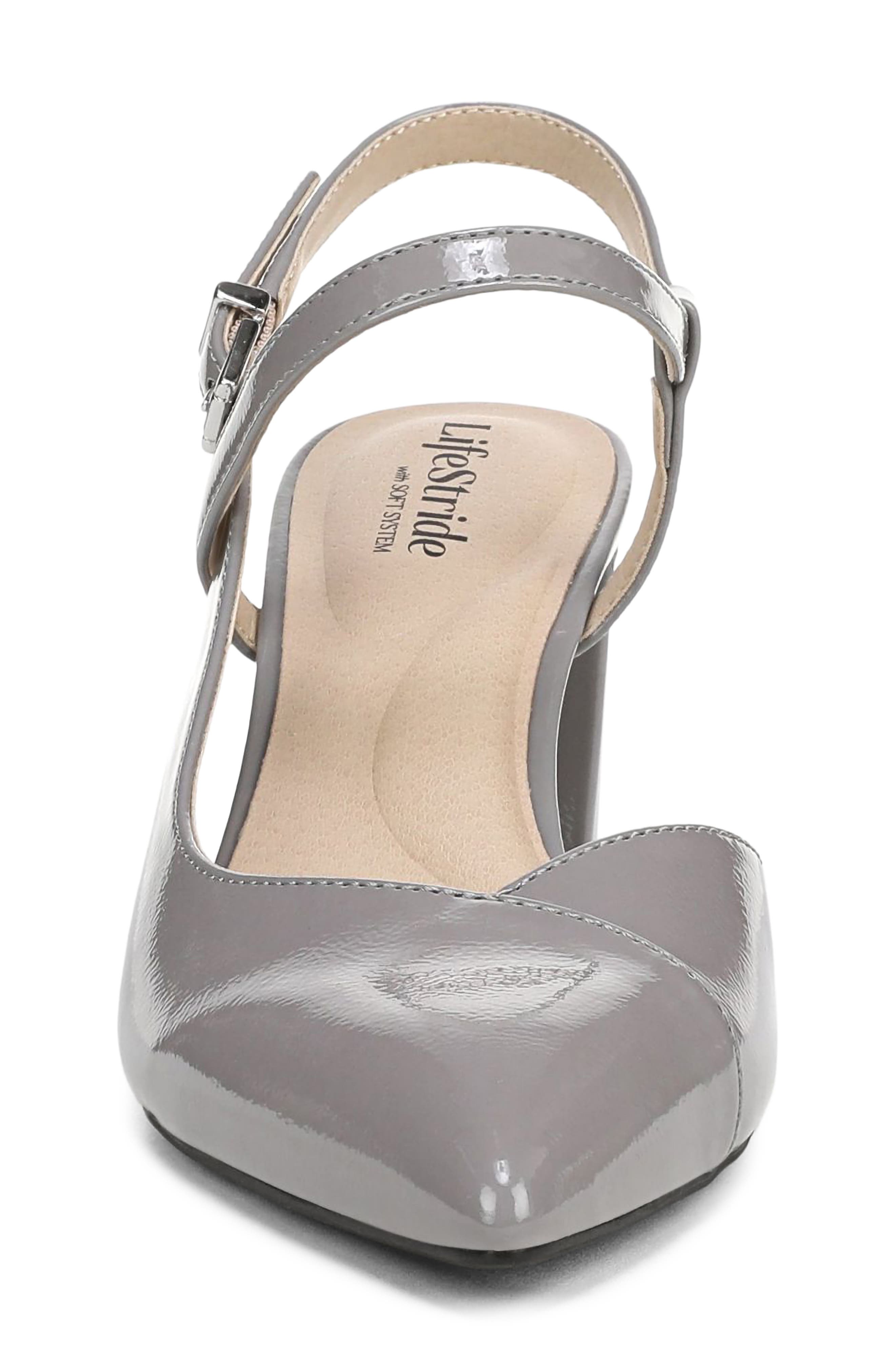 LifeStride Raelynn Slingback Half d'Orsay Pointed Toe Pump, Alternate, color, Ultimate Grey