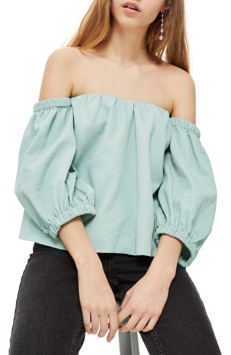Topshop Laundered Bardot Top, Main, color, 