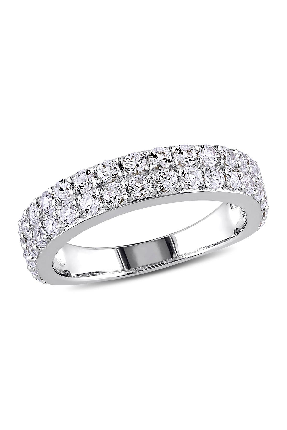 DELMAR Sterling Silver Pavé Created White Sapphire Band