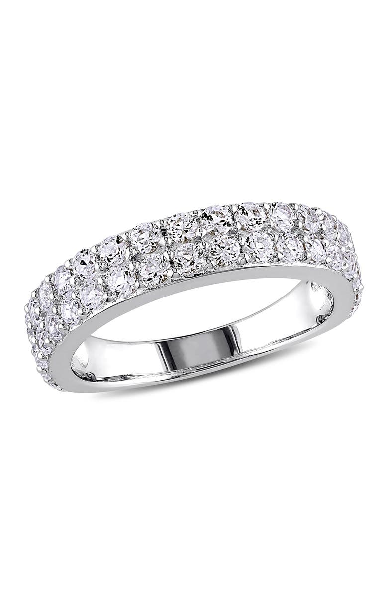 DELMAR Sterling Silver Pavé Created White Sapphire Band, Main, color, Silver