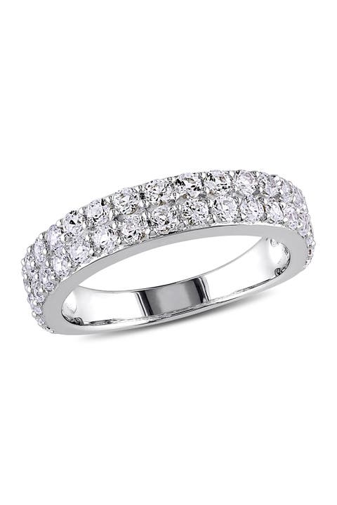 Sterling Silver Pavé Created White Sapphire Band