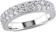 DELMAR Sterling Silver Pavé Created White Sapphire Band