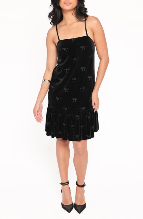 Eileen Bow Velvet A-Line Dress